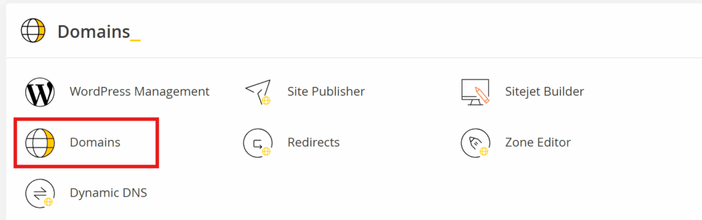 domain menu cpanel